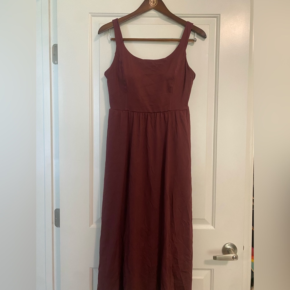 Halara Padded Backless Twisted Split Midi Casual Dress